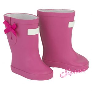 Rubber Rain Boots/Wellies (Hot Pink) For 18″ Play Dolls