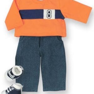 Orange Athletic T and Jeans 15″ (Bitty Baby/Etc)
