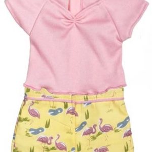 Yellow Flamingo Skirt and Pink T-Shirt 18″