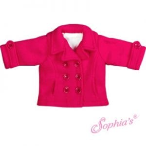 Fuchsia Pea Coat For 18″ American Girl