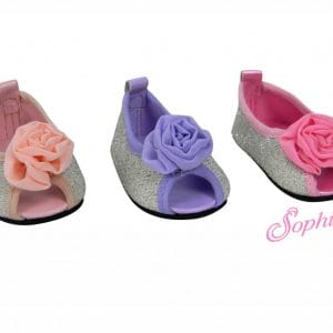 Sequin Peep Toe Ballerina Flat (Pink) Fits 18″ American Girl Dolls