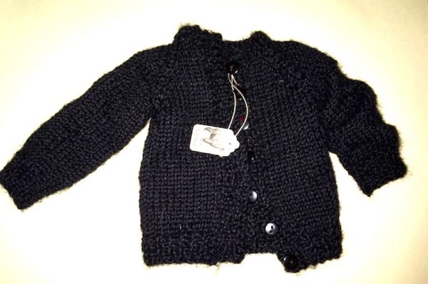 Handknit Black Alpaca Cardigan (Fits MSD)