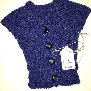 Handknit Virgin Wool Blue Sweater – fashion doll 16″, bjd msd, etc
