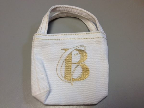 White Tote Bag with Gold "B" (For 16" Fashion Dolls)