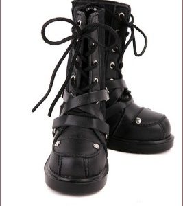 Black Leather & Canvas Boots (SD Size)