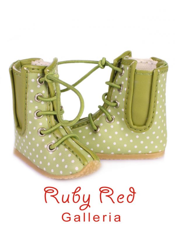 WH0037A In Motion Girl Lia Green Polka Dot Boots