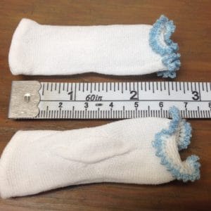 White Knit Socks with Blue Trim (2-1/2″)