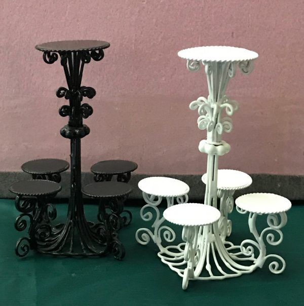 Ornate Metal Candle Holder/Stand (White) 3.5" x 2"