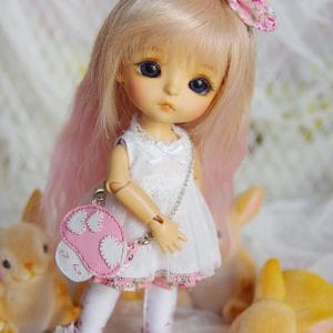 Ylang Garden Leather Mushroom Bag (Pink/White) 1/8