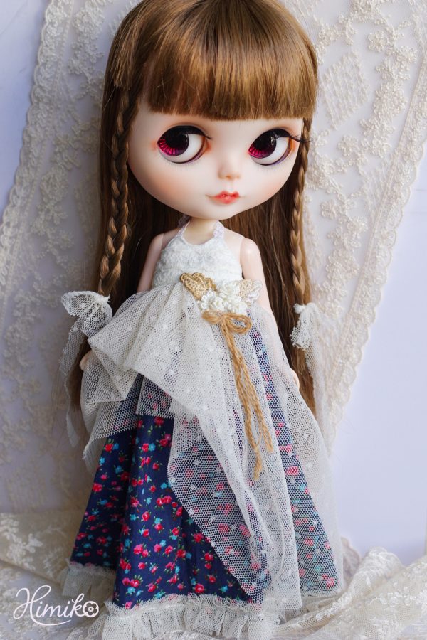Ylang Garden Lace Dress (Dark Blue) Fits Blythe/Momoko/Etc