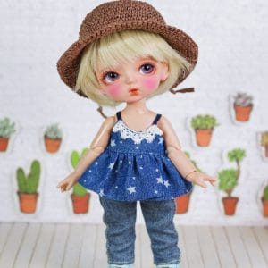 Ylang Garden Lace Tank Top Denim (Stars) 1/8