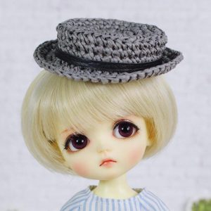Ylang Garden Autumn Harvest Straw Flat Top Hat (Gray) Fits 1/8 D