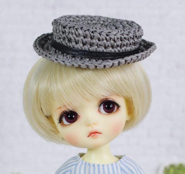 Ylang Garden Autumn Harvest Straw Flat Top Hat (Gray) Fits 1/8 D