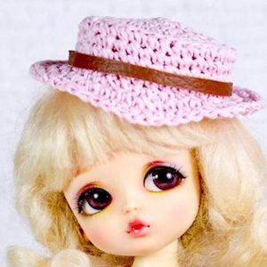Ylang Garden Autumn Harvest Straw Flat Top Hat (Pink) Fits 1/8