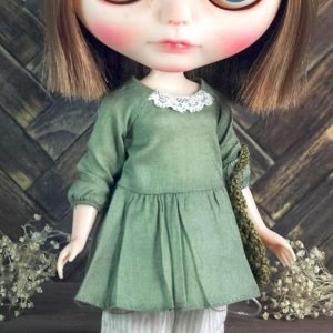 Ylang Garden Blythe/Momoko – Vintage Stripe Pant – Light Brown
