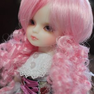 YW-141 Yo-SD Wig:  Pink Bob with Long Curly Pigtails