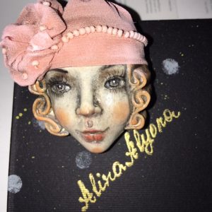 Doll Pendant One of a Kind Pink Peachy  2.5″ AlinaAly