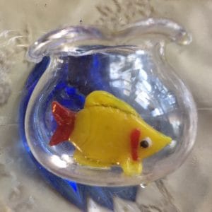 Fish Bowl Aquarium w/Fish  About 1.5″ x  1.5″