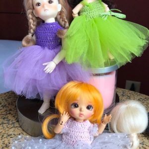 Ballerina Costume: Spring Green Crochet Top w/Tutu Skirt (6″ – 8
