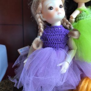 Ballerina Costume:  Purple Crochet Top w/Tutu Skirt (6″