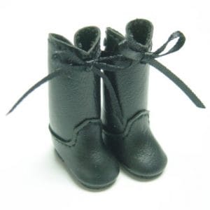 Blythe Black Boots with Ribbon Ties