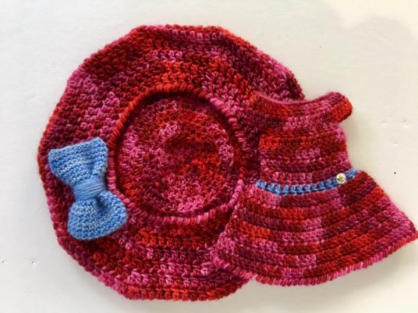 Beret & Dress Hand Crochet - Cranberry Tones fits  Ppinky,