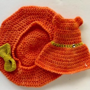 Orange Beret & Dress Hand crochet – Ppinky, Blythe, slender 10″