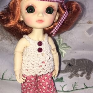 Strawberry Circle Lati Capri pants  & crochet top  5″ -8″