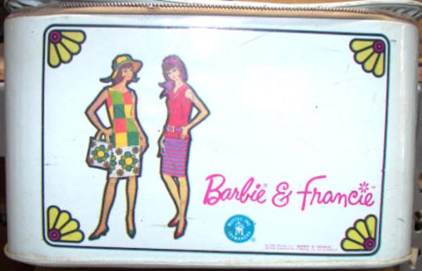 Vintage Doll Train Case White "Barbie & Francie"