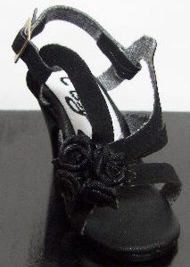 Cissy Shoes: Black Rosette Slingback Pumps