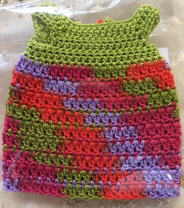 Crochet Dress - Handmade Green top with multicolor skirt 15cm (P