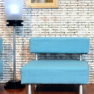 Furniture: Blue Linen Loveseat (For 12″ Dolls/Barbie/FR/Etc)