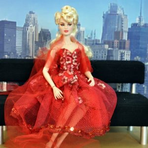 Furniture: Black Linen Sofa (For 12″ Dolls/Barbie/FR/Etc)