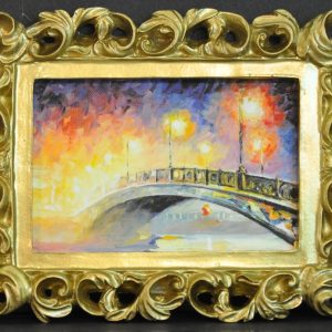 Furniture: Framed Canvas Art Impressionist Paris Bridge 4.5″ x 3
