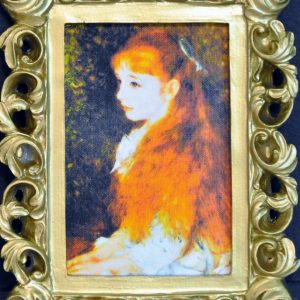 Furniture: Framed Canvas Art Renoir Portrait of Girl 3.5″ x 4.5″