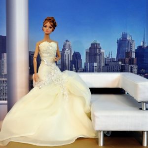 Furniture: White L-Shape Sofa (For 12″ Dolls/Barbie/FR/Etc)