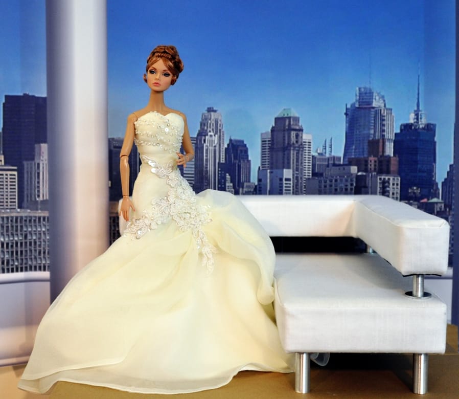 Furniture: White L-Shape Sofa (For 12" Dolls/Barbie/FR/Etc)