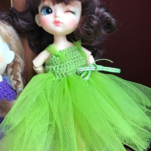 Green Crochet Top with Tulle Skirt  5.5″