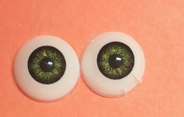 Eyes - Flat Back Acrylic - Green Moss 16mm