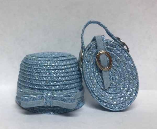 Hat & Purse Set - Artisan Created OOAK Blue (Fits Barbie/FR/Etc)