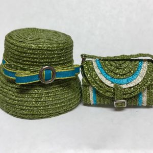 Hat & Purse Set – Artisan Created OOAK Green (Fits Barbie/FR/Etc