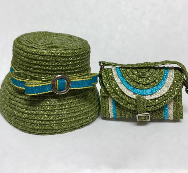 Hat & Purse Set - Artisan Created OOAK Green (Fits Barbie/FR/Etc