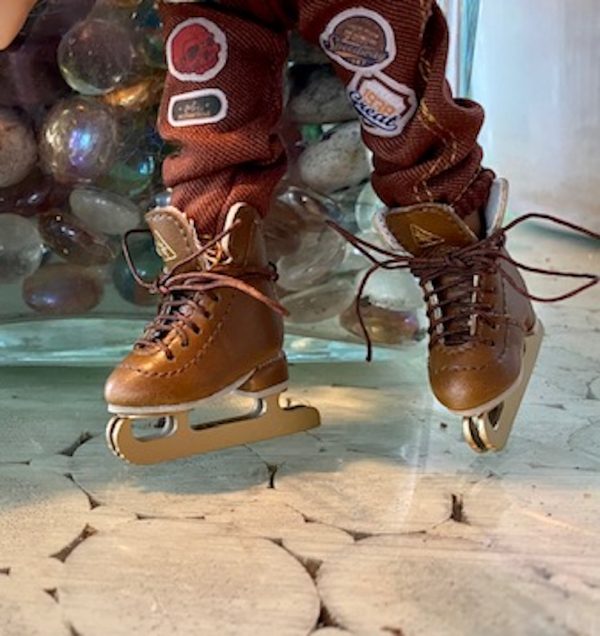 SK Ice Skates (Vintage Brown) Fits Lati-Yellow/Blythe/Pullip/1/8