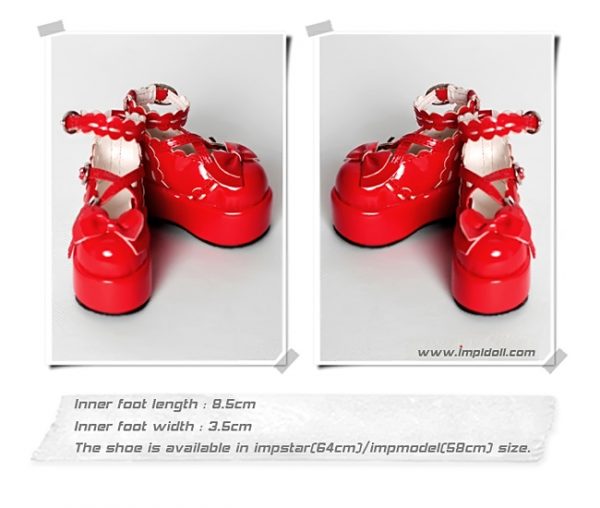 Impl Footwear - Red Patent MJs w/Bow, Ankle straps (SD)