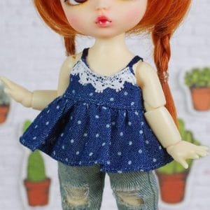 Ylang Garden Ripped Green Wash Jeans Fits 1/8 Dolls