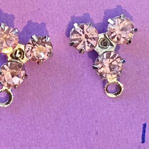 Pink Rhinestone Pierced Earrings Set