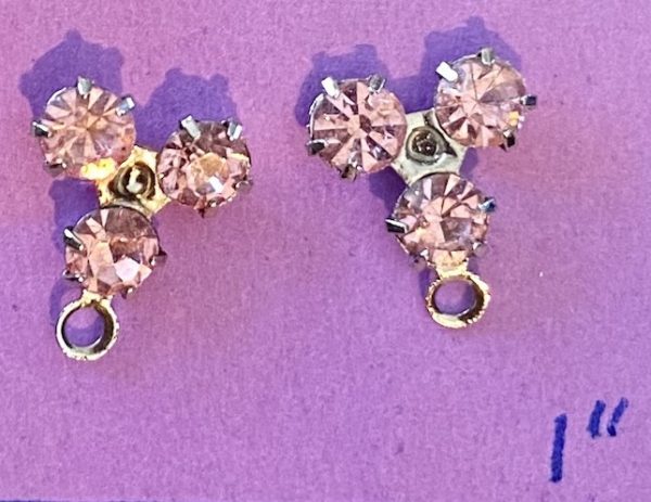 Pink Rhinestone Pierced Earrings Set