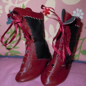 Black & Maroon Heeled Boot 100mm x 35mm