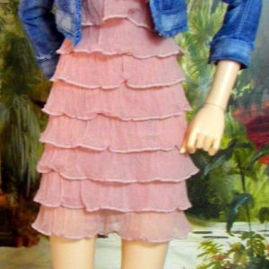 Ficon Denim Jacket & Pink Ruffle Dress (SD Size)