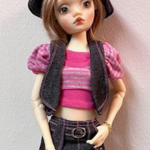 ElfDoll Black Denim & Stripes Outfit (Slender MSD Size)